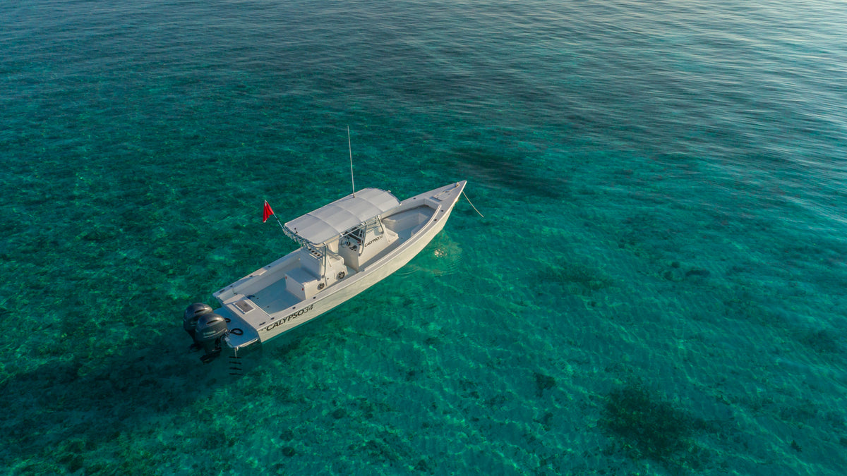 CALYPSO34cx aerial shot at Pelican Shoal Reef, Key West, Florida